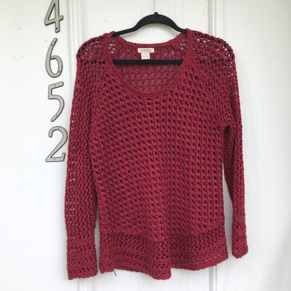 Lucky Brand Cranberry Open-Knit Sweater